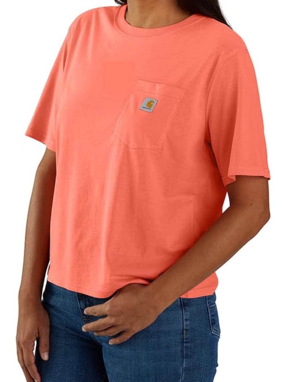 Carhartt Women's fresh salmon color NWT relax fit Pocket Tee size Medium 8-10
